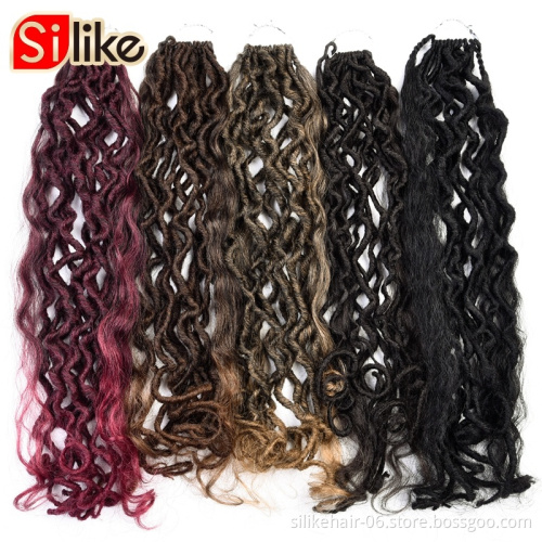 NEW Goddess Faux Locks River Hair Silike Faux Locs Wavy Crochet With Curly Braids18 Inch Soft Natural Synthetic Hair Extension